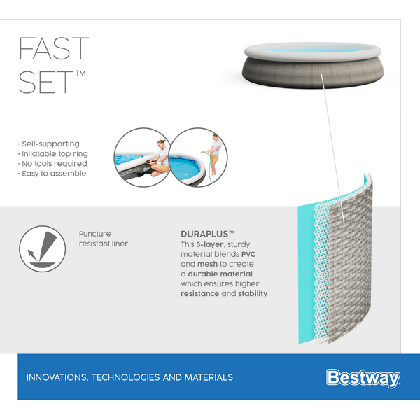 Bestway Πισίνα Fast Set™ στρογγυλή Rattan 396x84 Cm - 57376